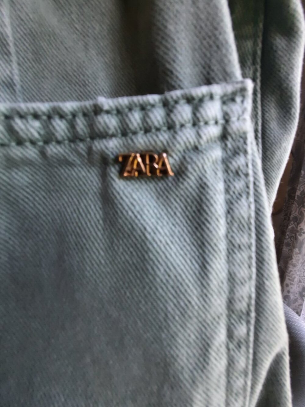 Zara Olive Green Wide-Leg Paperbag Waist Pants - Picture 5 of 8